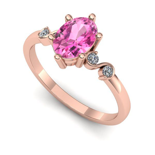 Inel logodna din aur roz cu safir roz