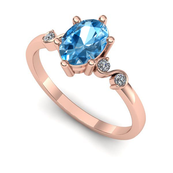 Inel logodna din aur roz cu topaz blue