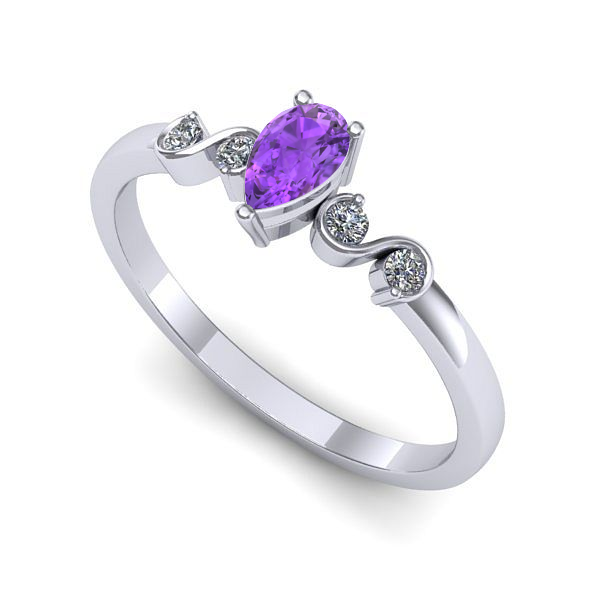 Inel logodna din aur alb cu ametist
