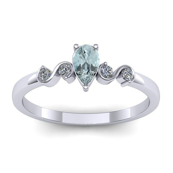 Inel cu aquamarin lacrima