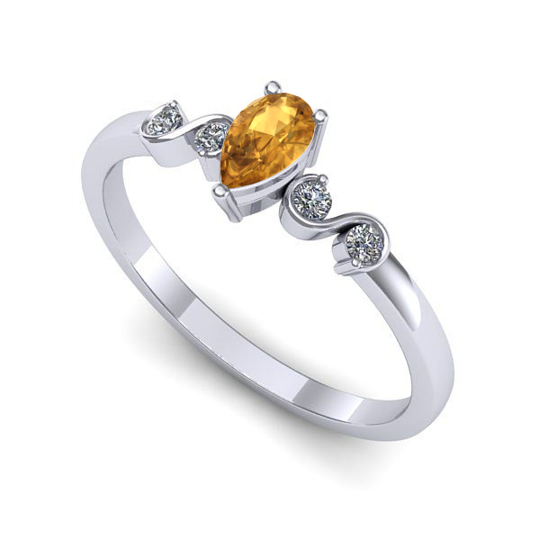 Inel din aur alb cu citrin