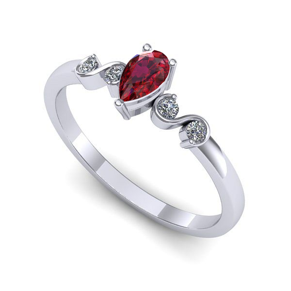 Inel din aur alb cu rubin