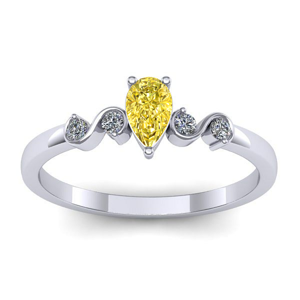 Inel logodna cu safir galben lacrima