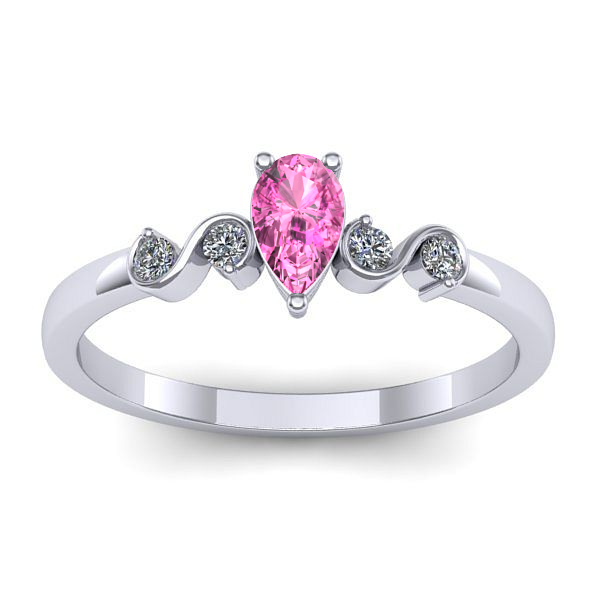 Inel cu safir roz lacrima