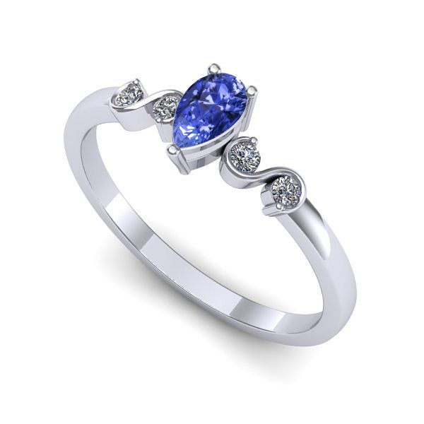 Inel logodna din aur alb cu tanzanit