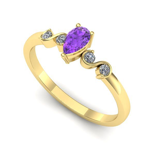 Inel de logodna din aur galben cu ametist