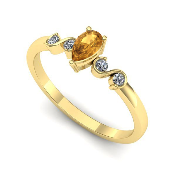 Inel logodna din aur galben cu citrin