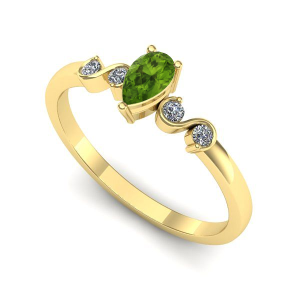 Inel logodna din aur galben cu peridot