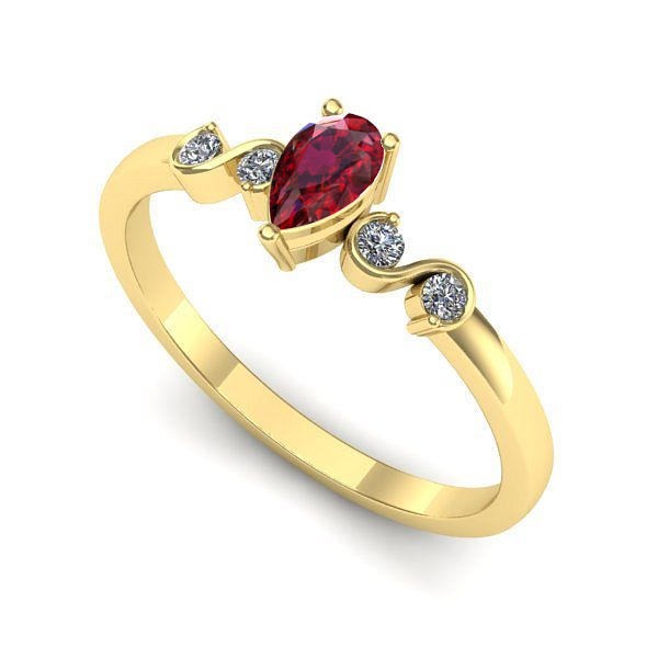 Inel de logodna din aur galben cu rubin