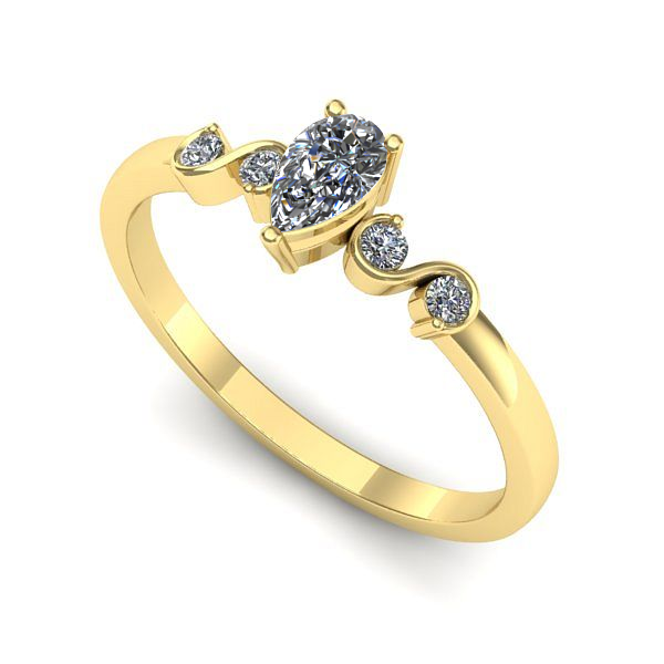 Inel din aur galben cu safir alb