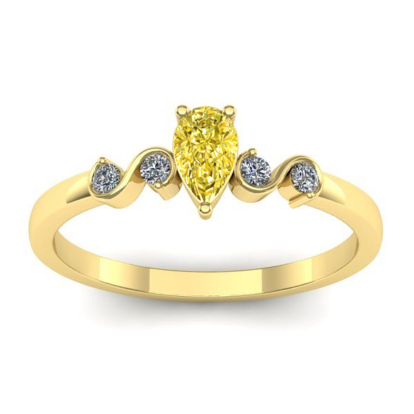 Inel logodna cu safir galben lacrima