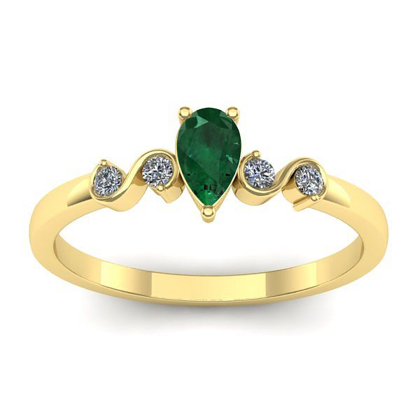 Inel logodna cu smarald lacrima