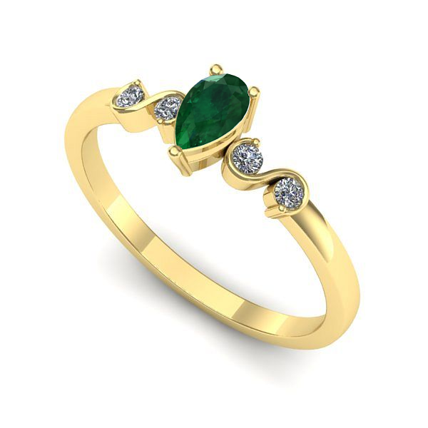 Inel de logodna din aur galben cu smarald