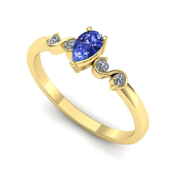 Inel logodna din aur galben cu tanzanit