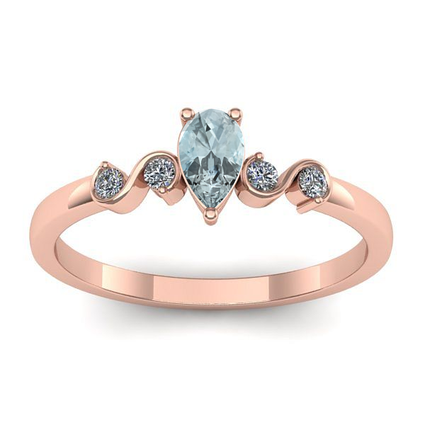 Inel de logodna cu aquamarin lacrima