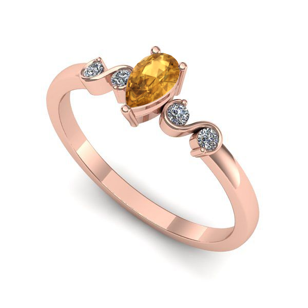 Inel logodna din aur roz cu citrin
