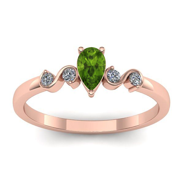 Inel de logodna cu peridot lacrima