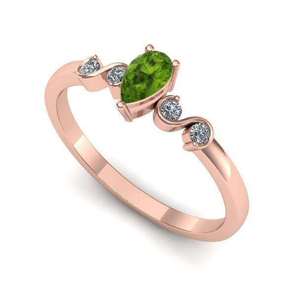 Inel logodna din aur roz cu peridot