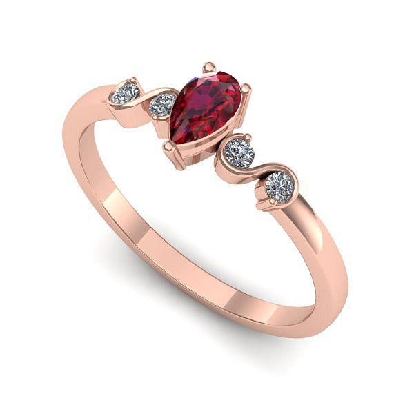 Inel logodna din aur roz cu rubin