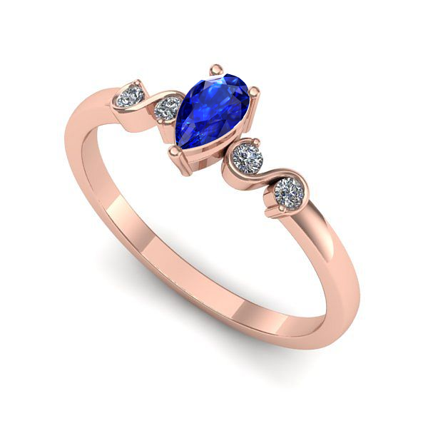 Inel logodna din aur roz cu safir