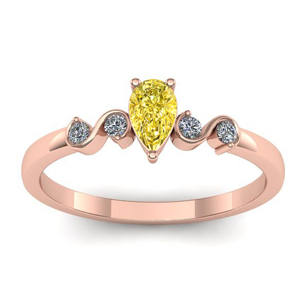 Inel logodna cu safir galben lacrima