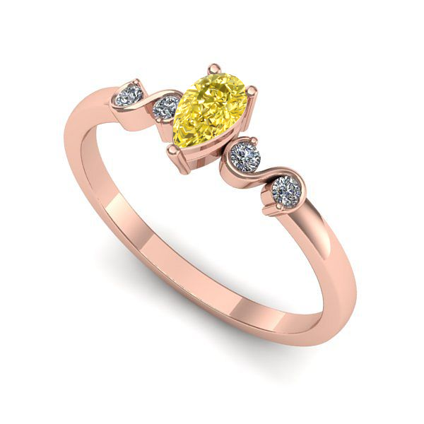 Inel din aur roz cu safir galben