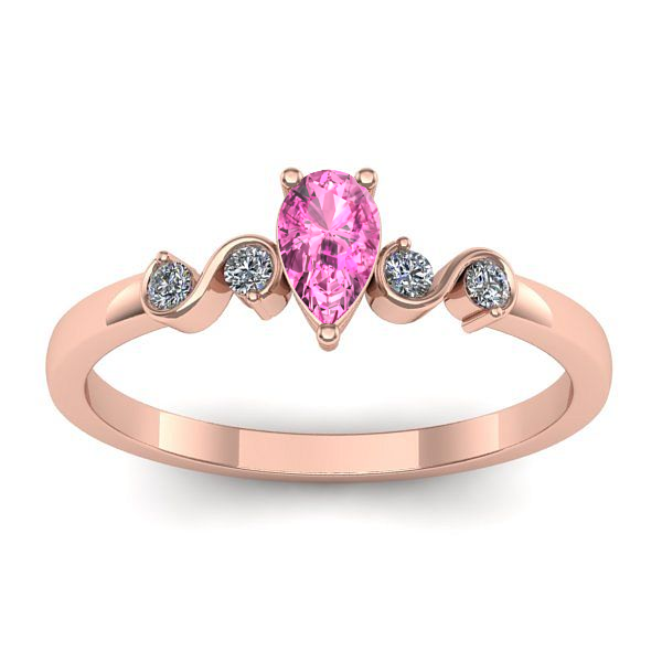 Inel de logodna cu safir roz lacrima