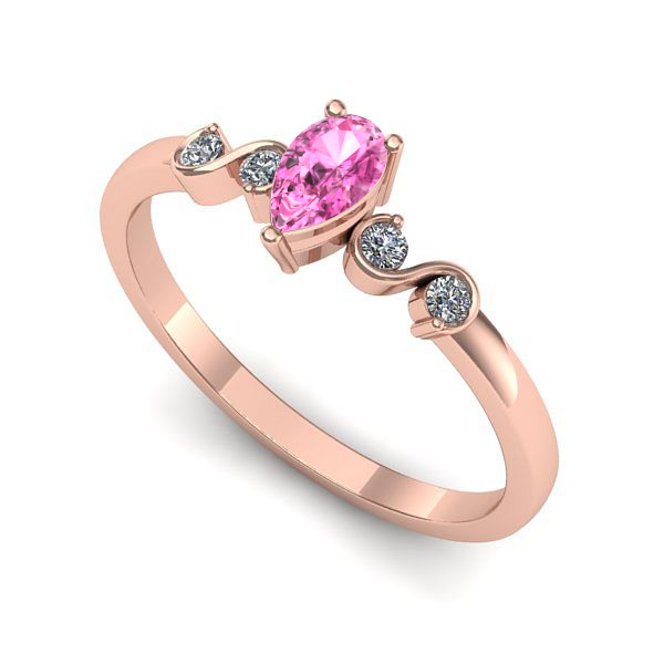 Inel logodna din aur roz cu safir roz