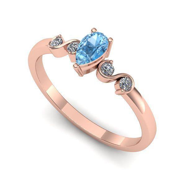 Inel din aur roz cu topaz blue