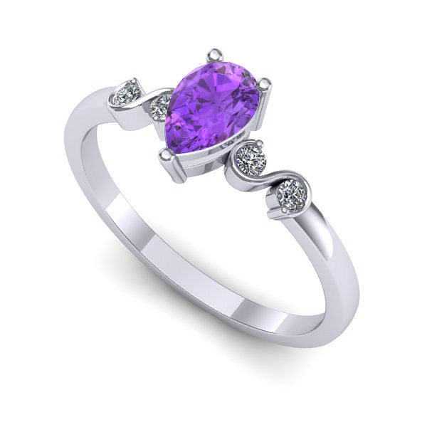 Inel din aur alb cu ametist