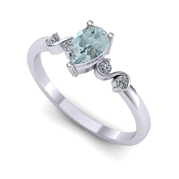 Inel de logodna din aur alb cu aquamarin
