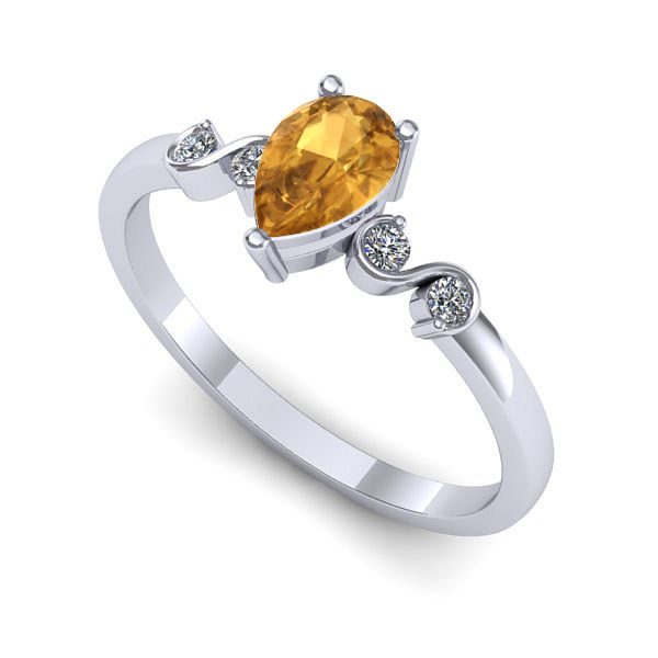Inel de logodna din aur alb cu citrin