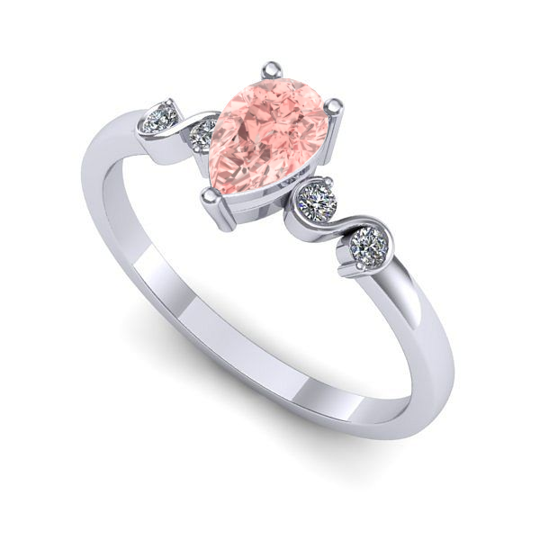 Inel din aur alb cu diamant de laborator roz