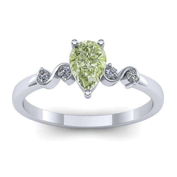 Inel cu diamant de laborator verde lacrima