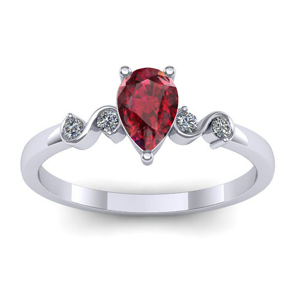 Inel logodna cu rubin lacrima