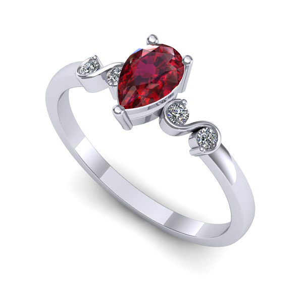 Inel de logodna din aur alb cu rubin