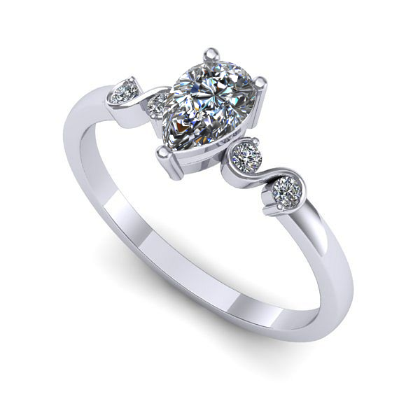 Inel din aur alb cu safir alb