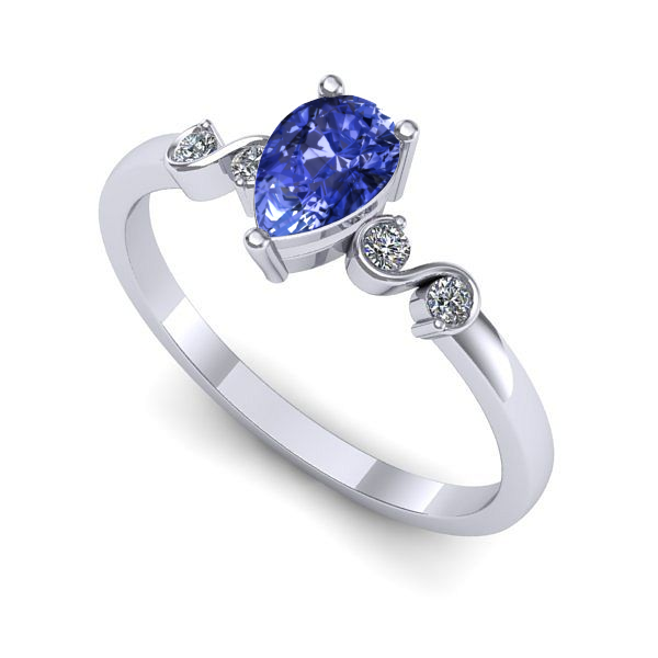 Inel din aur alb cu tanzanit