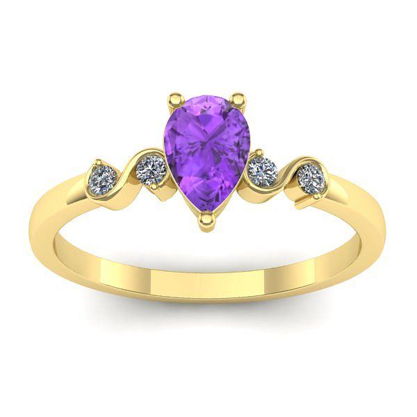 Inel de logodna cu ametist lacrima