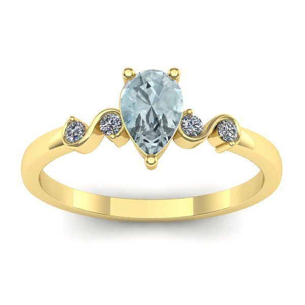 Inel de logodna cu aquamarin lacrima