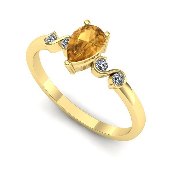 Inel din aur galben cu citrin