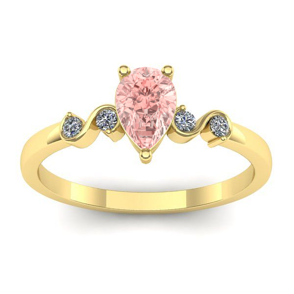 Inel logodna cu diamant de laborator roz lacrima