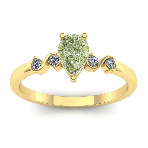 Inel cu diamant de laborator verde lacrima