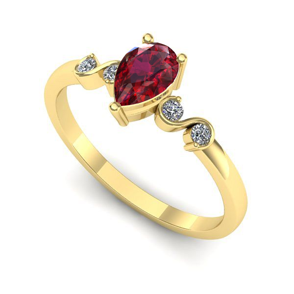 Inel din aur galben cu rubin