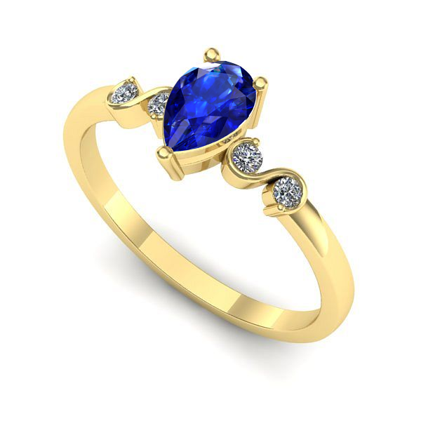 Inel de logodna din aur galben cu safir