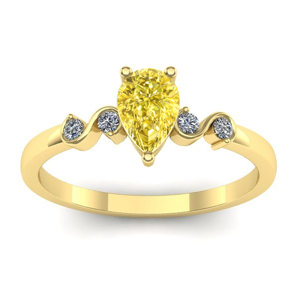 Inel logodna cu safir galben lacrima