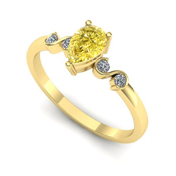 Inel logodna din aur galben cu safir galben