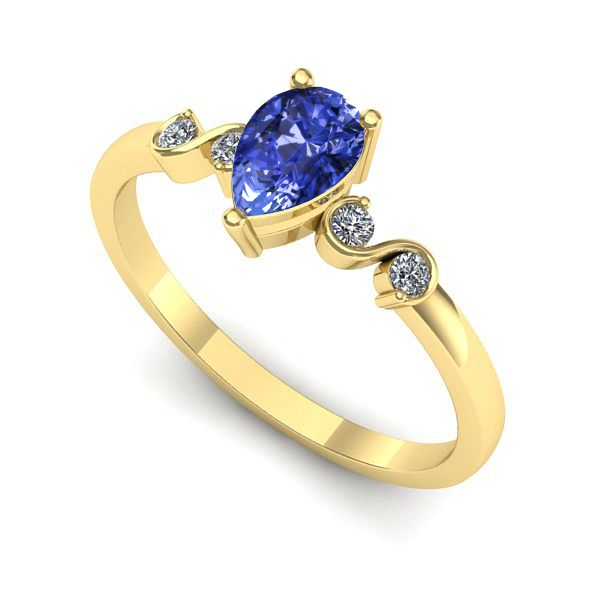 Inel de logodna din aur galben cu tanzanit
