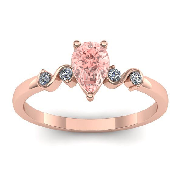 Inel cu diamant de laborator roz lacrima