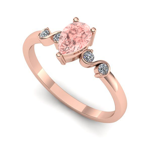 Inel din aur roz cu diamant de laborator roz